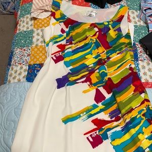 Size 12 cream with multi color dress